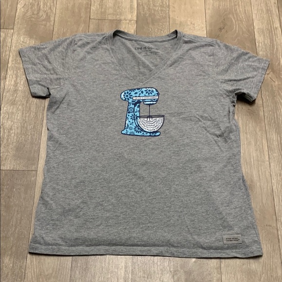 Womens Life Is‎ Good Affirmation Crusher V-Neck T-Shirt - Picture 1 of 8